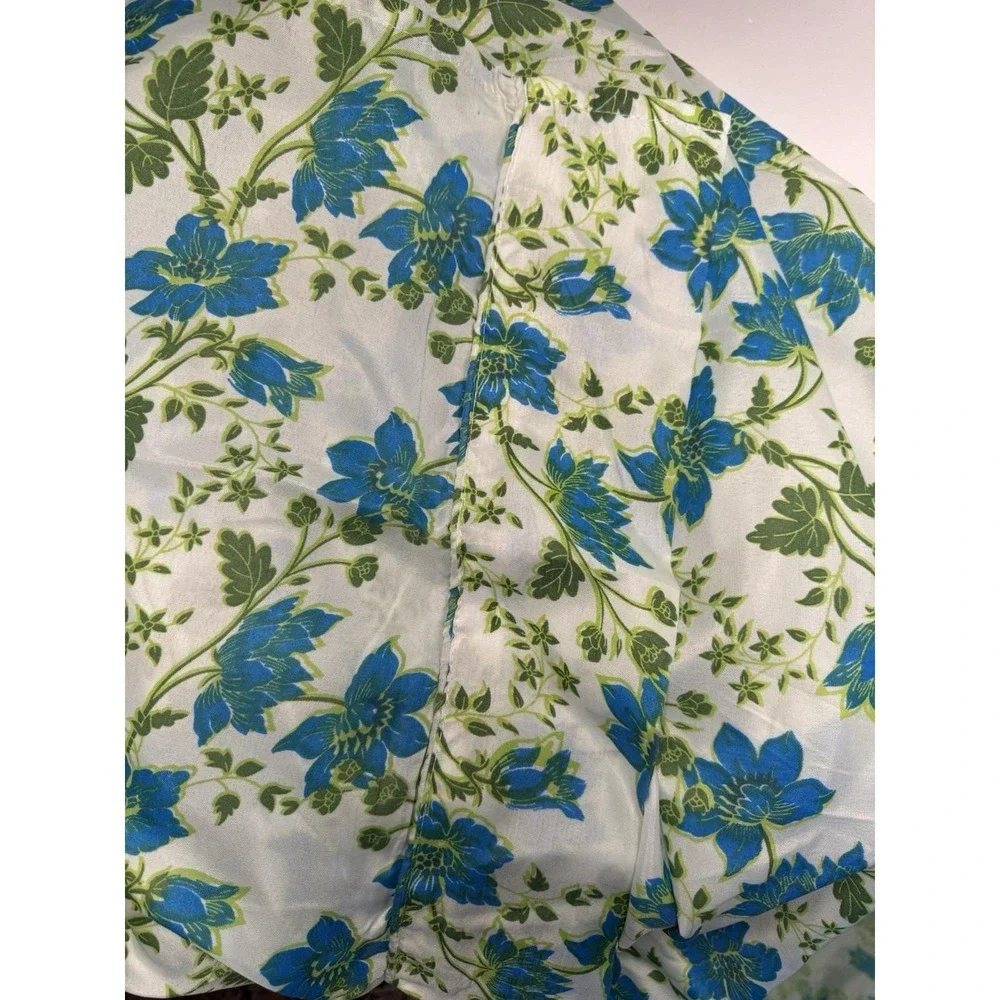 VTG Lot Twin Sheet 2 Set Flat Fitted Pillowcase Flower Power Groovy Florals Blue